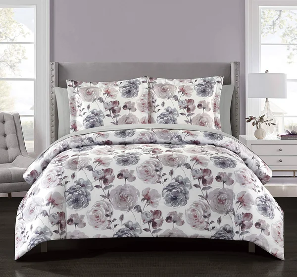 Blossom 11-Piece Reversible Queen Comforter Set in Rose