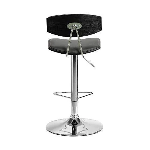 Armen Living Erik Faux Leather Swivel Barstool, Adjustable, Gray/Chro