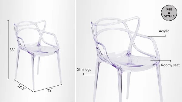 Set of 2 - Nest Acrylic Dining Chair, Clear