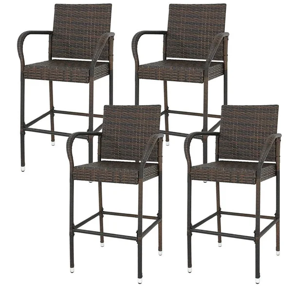 Segawe 4pc. Wicker Barstool Set – Brown