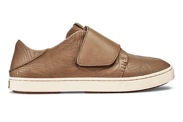 Olukai Women's Pehuea Loupili Shoe - 9.5 - Tan Monstera, Off White