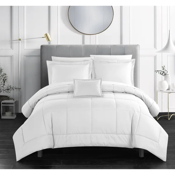 Chic Home Arman 8 Piece Comforter Set Bed in A Bag - White - King