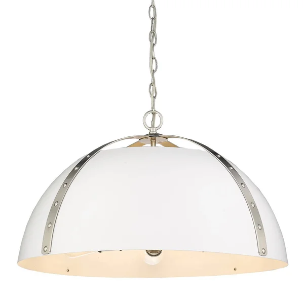 Golden Lighting 5 Light Pendant Matte White Shade Pewter Finish