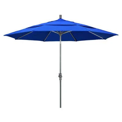 Pyatt Market Umbrella Sol 72 Outdoor Frame Color: Matte Black - Fabric Color: Sunbrella A Pacific Blue, Size: 11'
