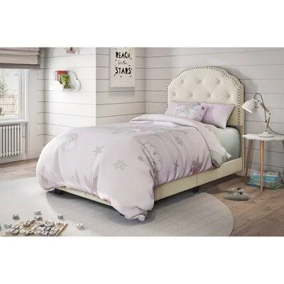 Elora Tufted Upholstered Low Profile Standard Bed Andover Mills Mattress Size: Twin - Color: Cream