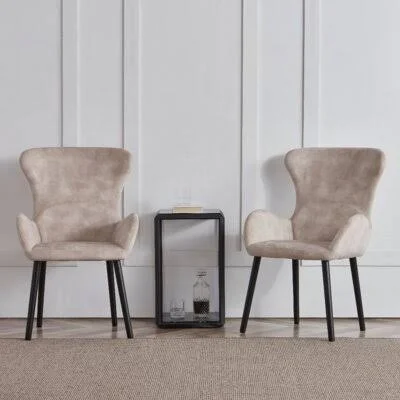 Staton Arm Chair Wade Logan Upholstery Color: Beige - Leg Color: Black