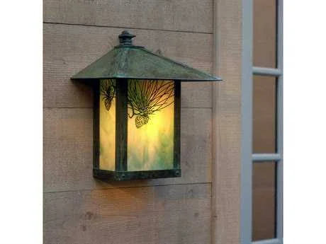 Arroyo Craftsman Evergreen Outdoor Wall Sconce Sycamore Filigree, Rustic Brown, Tan - EW-12SFTN-RB