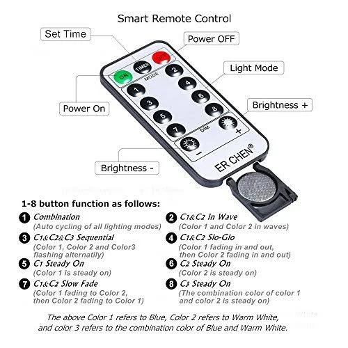 ER Chen Dimmable LED String Lights Plug in with Remote - 170ft 500 LED Copper Wire Fairy Lights 8Modes Color Changing Decorative