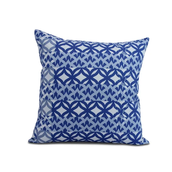 Contemporary Home Living 16x22 Royal Blue Nautical Outdoor Throw Pillow with Greek Simple Design - Down Alternative Filler