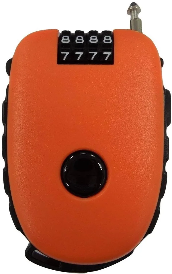 Bosvision Ultra-Secure 4-Digit Combination Lock with 3 Feet Retractable Cable for Bike - Ski, Snowboard and Stroller, Orange