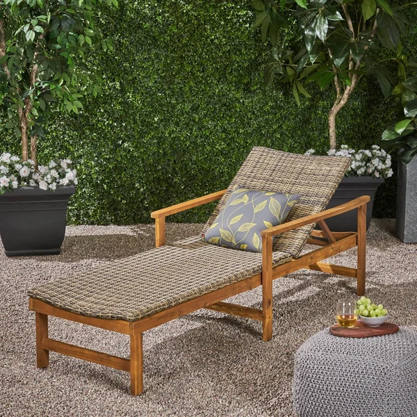 78.75x22 Brown and Gray Contemporary Outdoor Patio Chaise Lounge