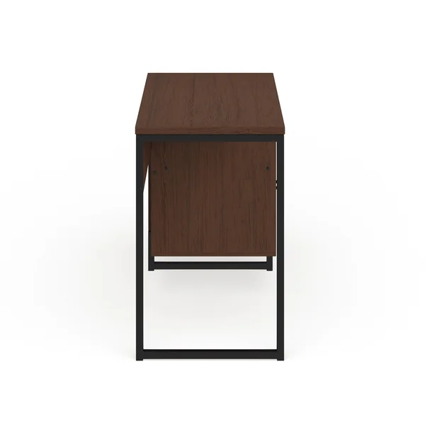 Lancaster Home Rustic Coffee Wood Grain Finish Computer Desk with Metal Frame - Size: Medium, Black