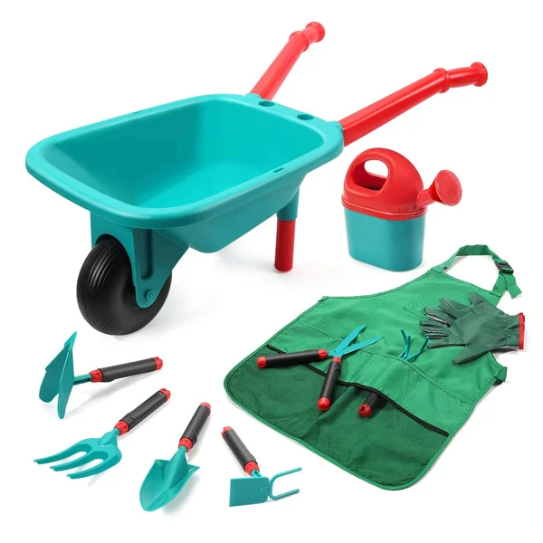 Cute Stone Kids Gardening Tool Set - Garden Toys with Wheelbarrow, Watering Can, Gardening Gloves, Hand Rake, Shovel, Trowel, Dou