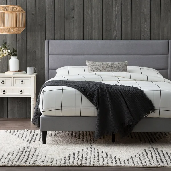 Brookside Sara Upholstered Bed with Horizontal Channels - Stone - Twin XL
