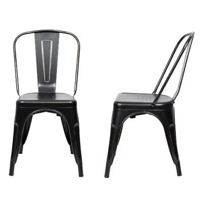Borowski Metal Slat Back Stacking Side Chair Trent Austin Design Color: Black/Gold