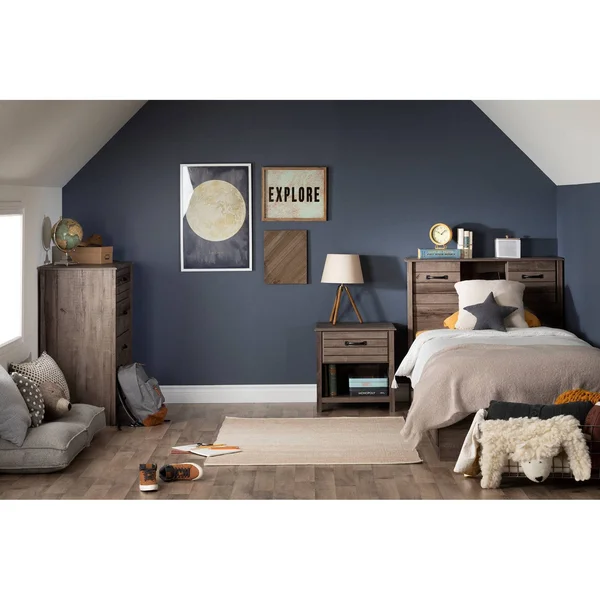 South Shore Asten 1-Drawer Nightstand - Fall Oak
