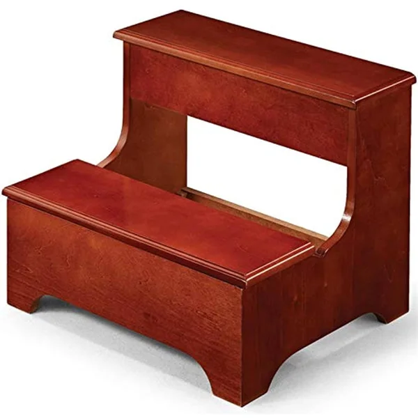 Bowery Hill Traditional Step Stool with Storage in Cherry, Brown