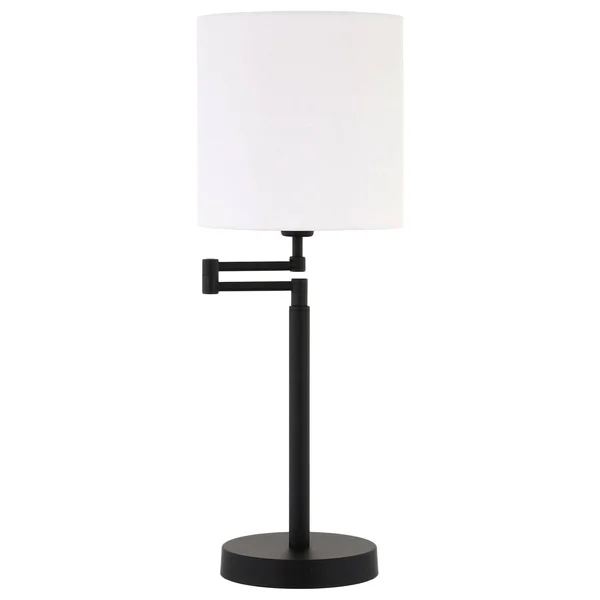 Moby Swing Arm Table Lamp with Drum Shade - Black
