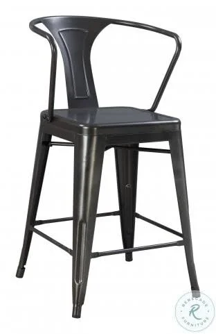 Wallace & Bay Farrell Charcoal 24x22 Bar Stool with Solid Metal Seat Back and Legs - Set of Two - D510151