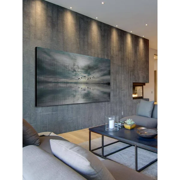 Parvez Michel 18 in. H x 36 in. W Birds Skylight by Parvez Taj Printed Brushed Aluminum Wall Art - Multi-Colored