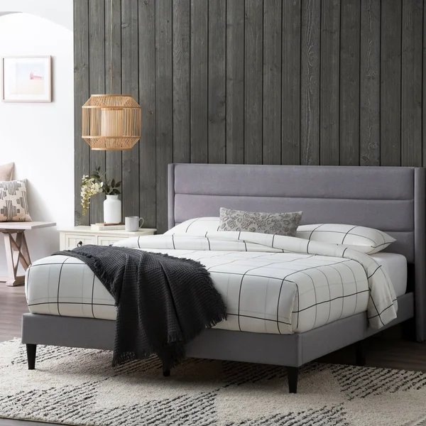 Brookside Sara Upholstered Bed with Horizontal Channels - Stone - Twin XL
