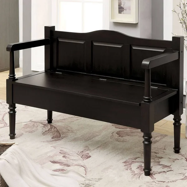 Furniture of America Mimi Transitional Solid Wood Storage Bench, Brown