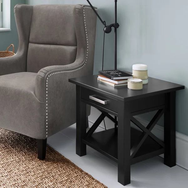 Wyndenhall Waterloo Solid Wood 21 inch Wide Square Contemporary End Side Table - 21 inch Wide - 21 inch Wide - Black