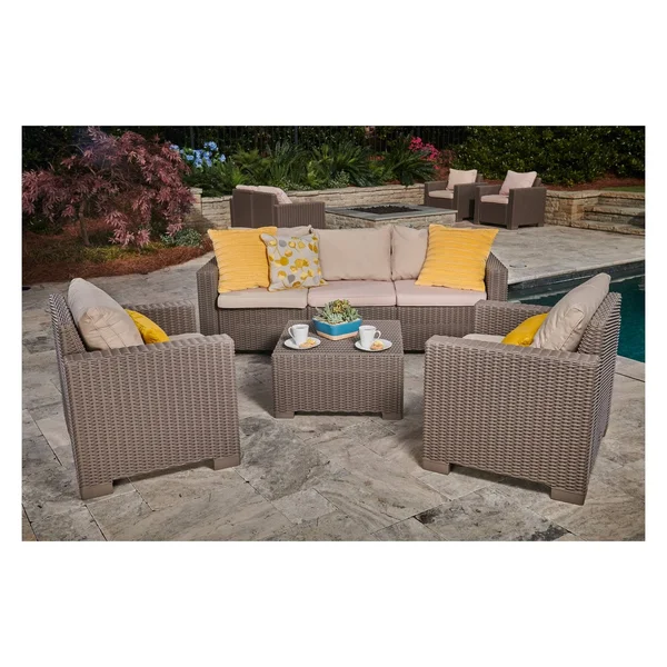 Keter California All-Weather Resin Outdoor Patio Coffee Table, Cappuccino