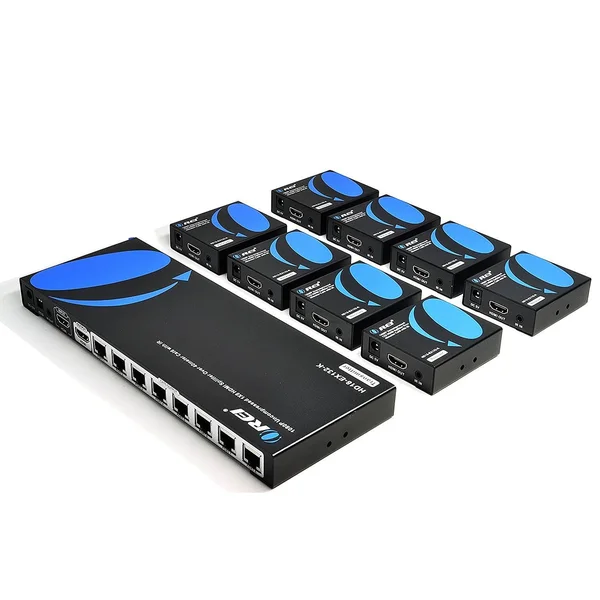 OREI HD18-EX132-K 1x8 HDMI Extender Splitter Over Single Cable CAT6/7 1080p with IR Remote EDID Management - Up to 132 ft - Loop