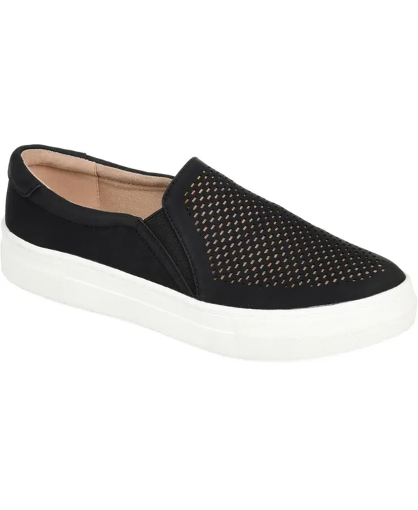 Women's Journee Collection Faybia Slip-On Sneaker - Black - Size 10