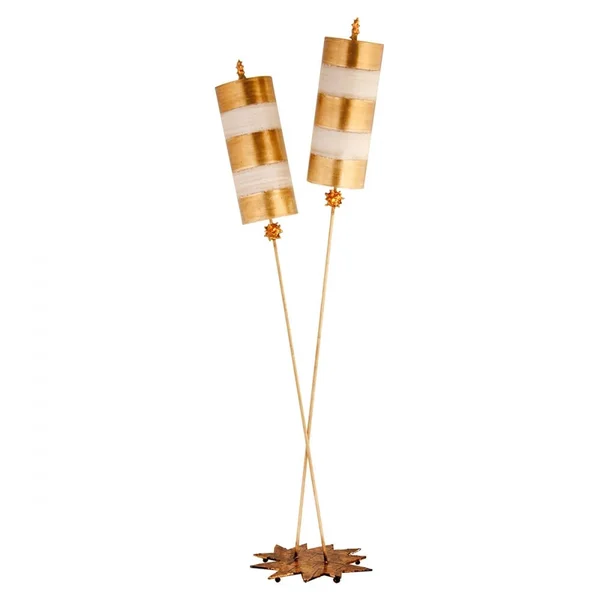 Flambeau Nettle High Shine Gold and Cream Twin Floor Standard Lamp Living Room Floor Lamps