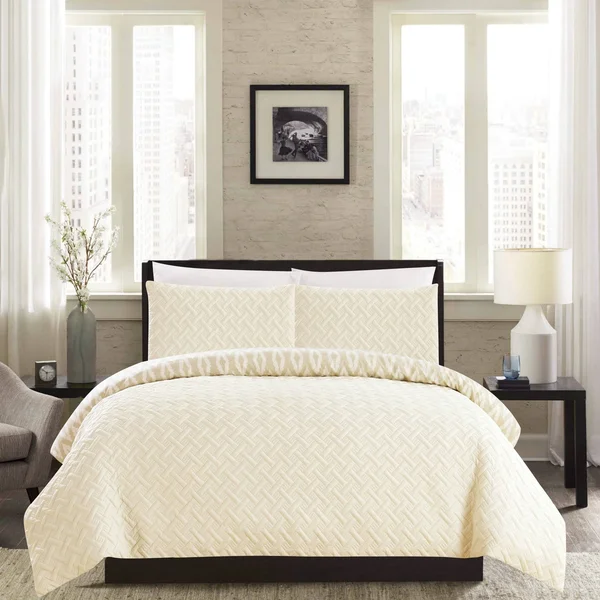 Chic Home Sabina 3 Piece Reversible Comforter Set - Size: Queen, Beige
