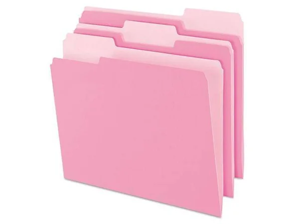 Esselte Pendaflex Colored File Folders 1/3 Cut Top Tab Letter Pink/Light Pink 100/Box