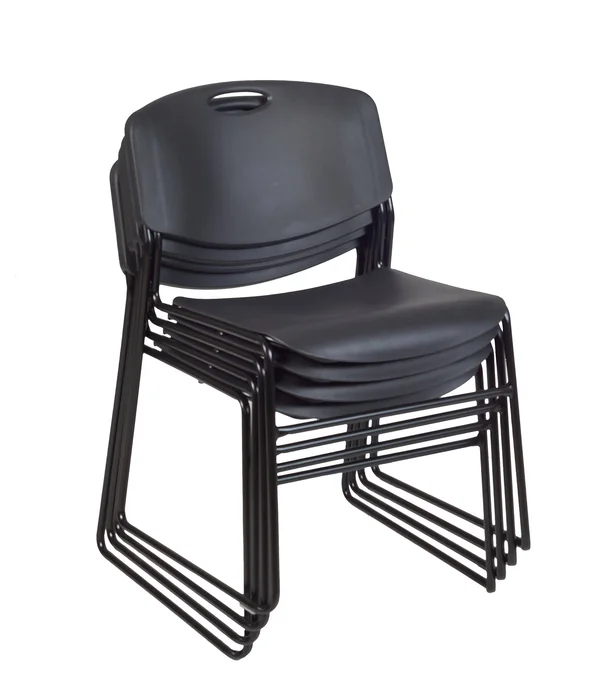 Regency 72x22 x 24x22 Kee Training Table- Grey/ Black & 2 Zeng Stack Chairs- Black
