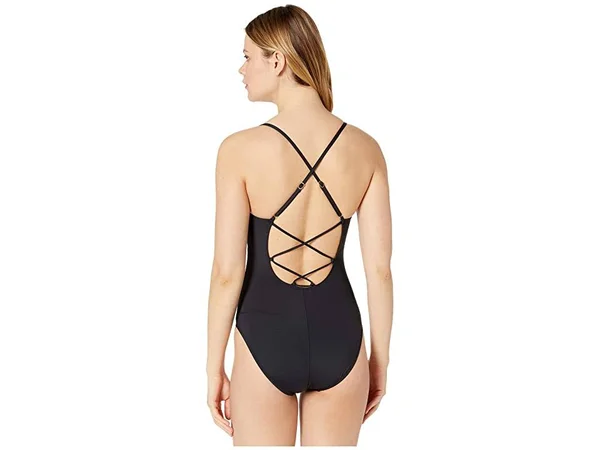 La Blanca Island Goddess Lace-Up One-Piece Black, Women's, Size: 0