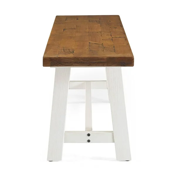 Walker Edison - Farmhouse Solid Wood Dining Bench - White/Brown