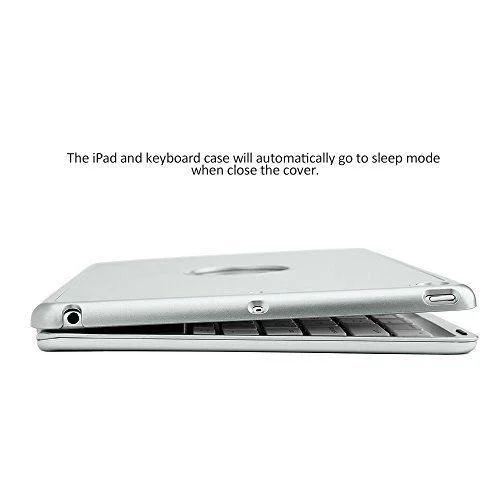 New iPad 2018 Keyboard Case - Iegrow New F8S 7 Colors LED Backlit iPad Keyboard with Protective Case Cover (Silver)