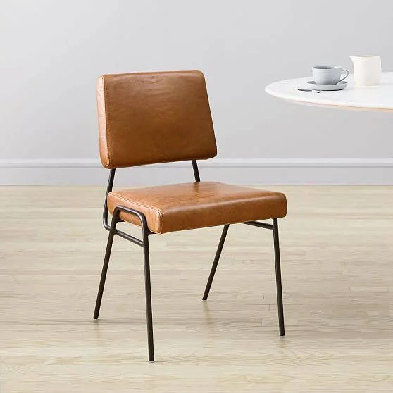 Wire Frame Dining Chair - Vegan Leather, Cinder, Antique Bronze
