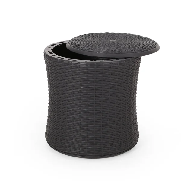 Iven Outdoor Faux Wicker Patio Table - Dark Brown
