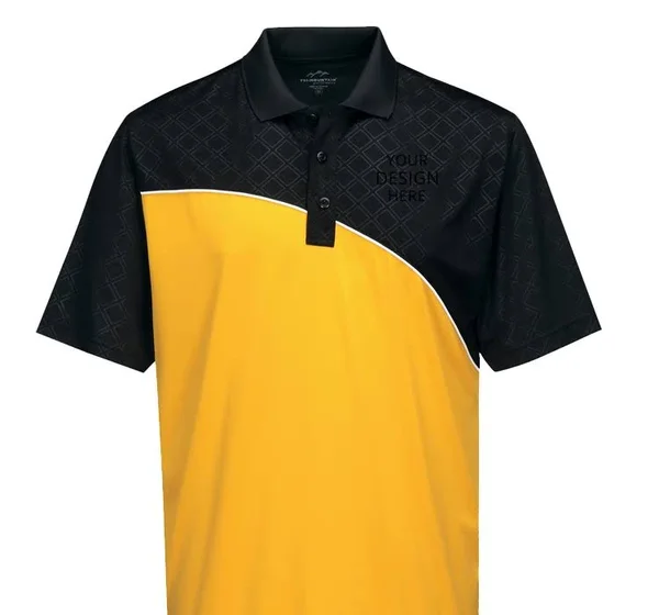 Custom Embroidered Trimountain Men's Adult Elite Polo - Size: S, Gold/Black/White