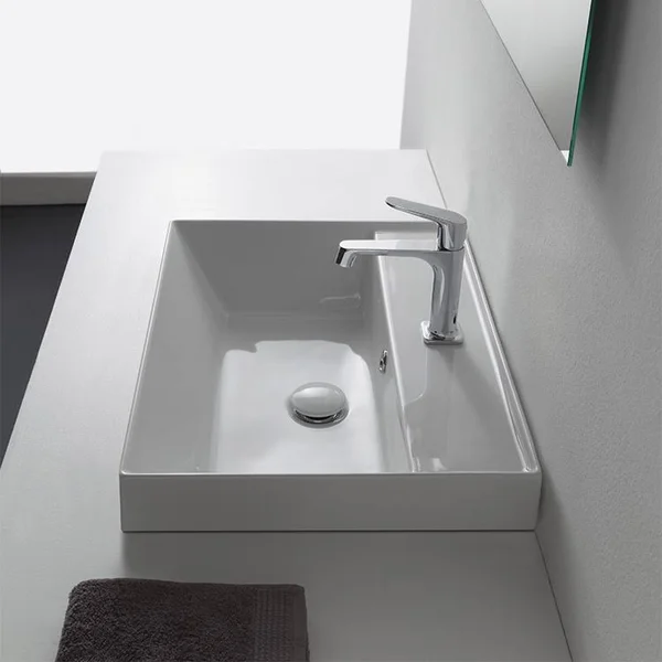Modern Drop in Sink - Square, Ceramic, 18