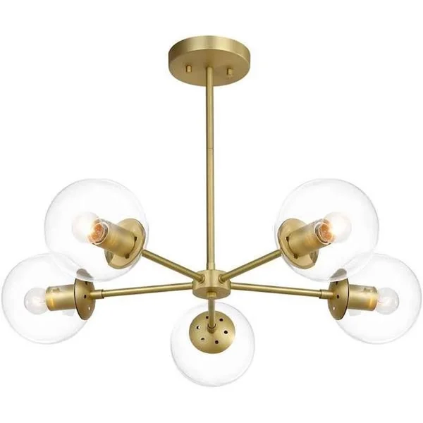 Light Society Grammercy 5-Light Brass/Clear in Chandelier - Black