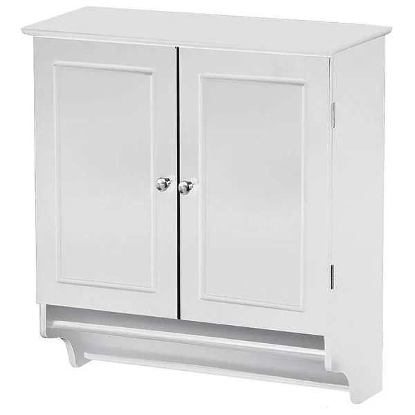 Yaheetech Bathroom/Kitchen Wall Mounted Cabinet White Double Door & Hanging Bar Storage Cupboard CAMPN00050504 - 24 x 9 x 25"