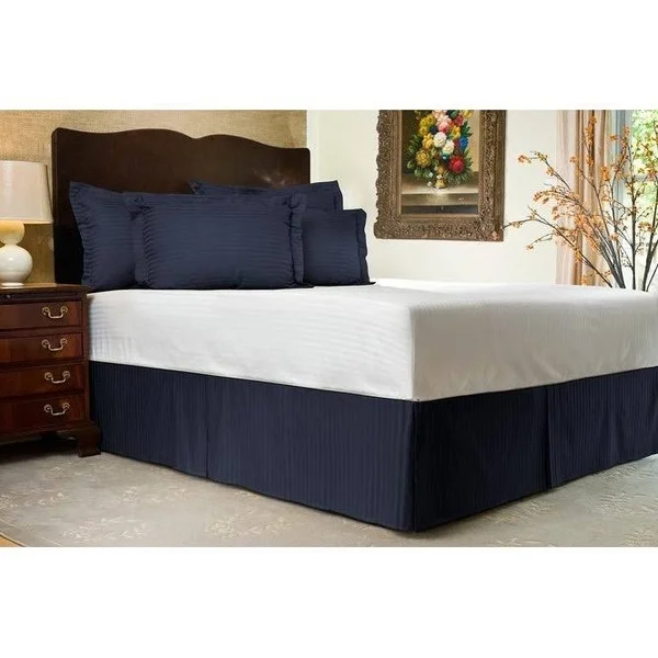 Brown Sateen Stripe Tailored Bed Skirt - Twin XL, 21 Drop
