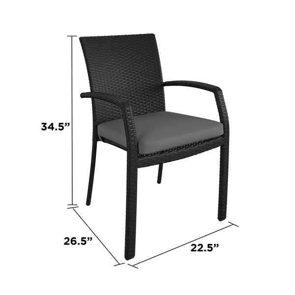 Outdoor Stacking Dining Chair, 6-Pack, N/A, Black