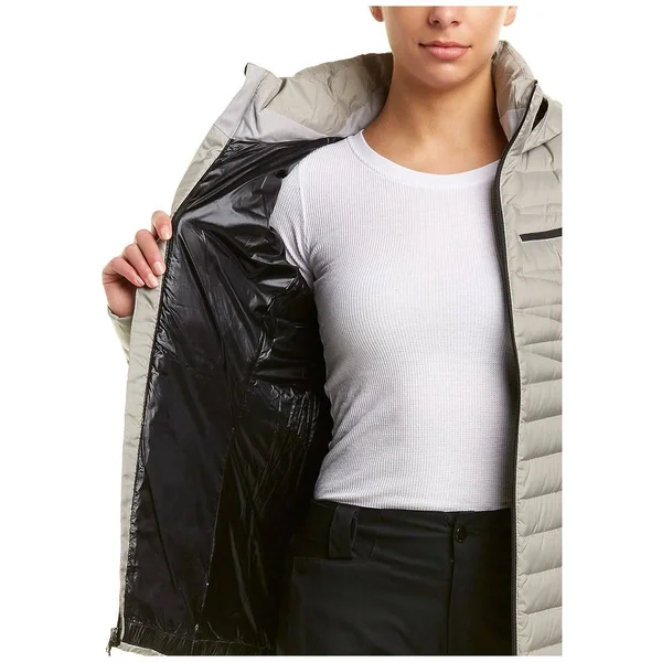 Spyder Women's Timeless Hoody Down Jacket, Alloy/Black, Small