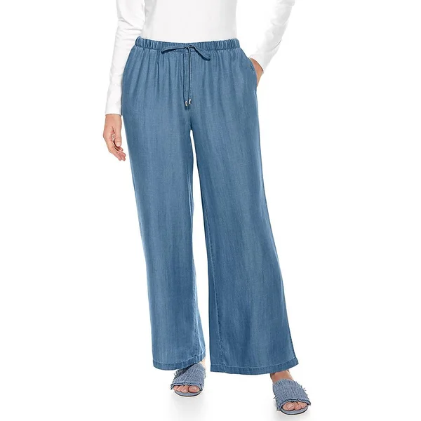 Plus Size Women's Enclave Wide Leg Pants, UPF 50+ Pants For Women, Blue