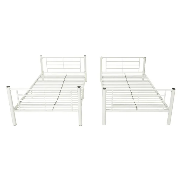 Walker Edison - Premium Metal Twin Over Twin Bunk Bed - White