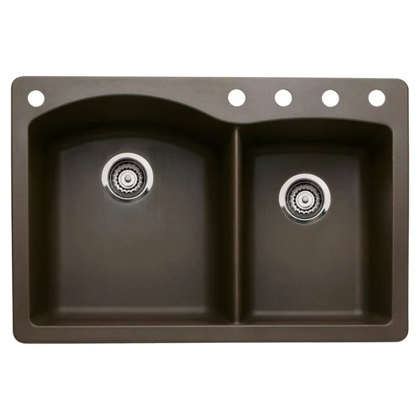 Blanco Diamond 22-in x 33-in Double-Basin Granite Multi-Mount 5-Hole Kitchen Sink in Cafe Brown 440213-5