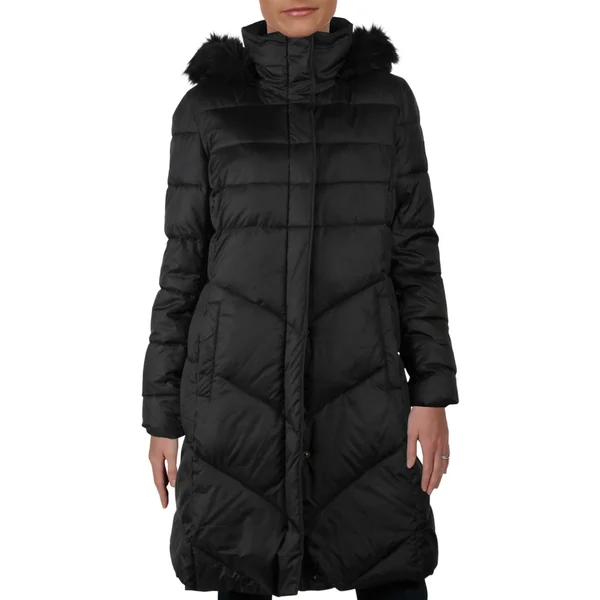 Larry Levine Womens Lightweight Midi Puffer Coat